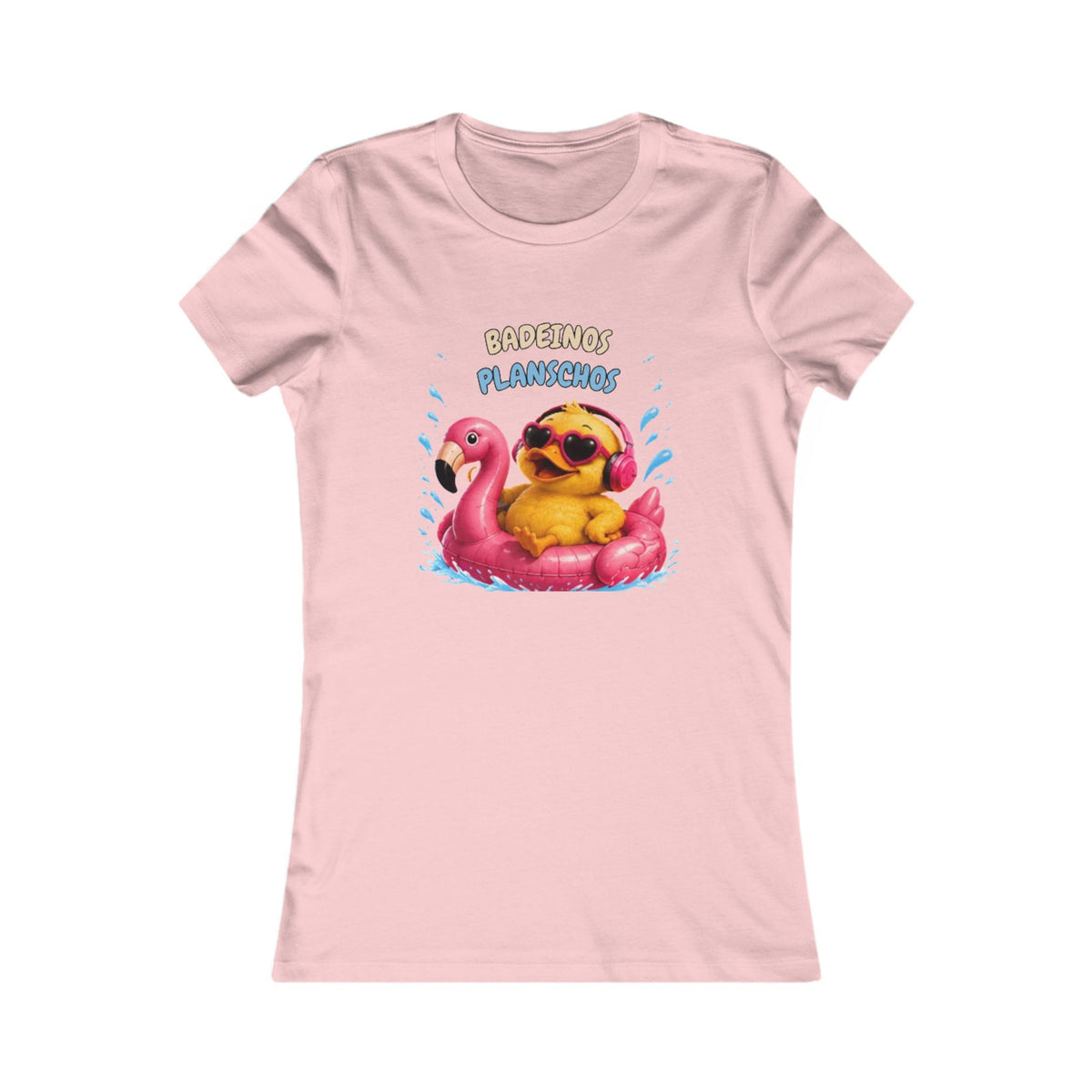 Badeinos Flamingos Damen T-Shirt | Lustige Ente im Flamingo-Schwimmring | Sommer Shirt | QuackWerk
