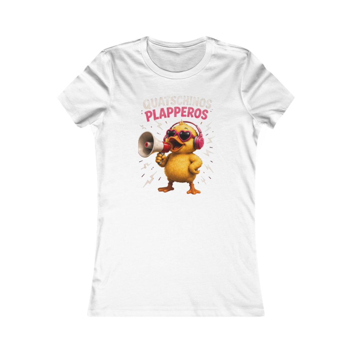 Quatschinos Plapperos Damen T-Shirt | Lustige Ente mit Megafon | Quasselstrippen Shirt | QuackWerk