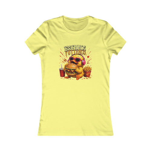 Fresserinos Futteros Damen T-Shirt | Lustige Ente mit Burger & Pommes | Foodie Shirt | QuackWerk