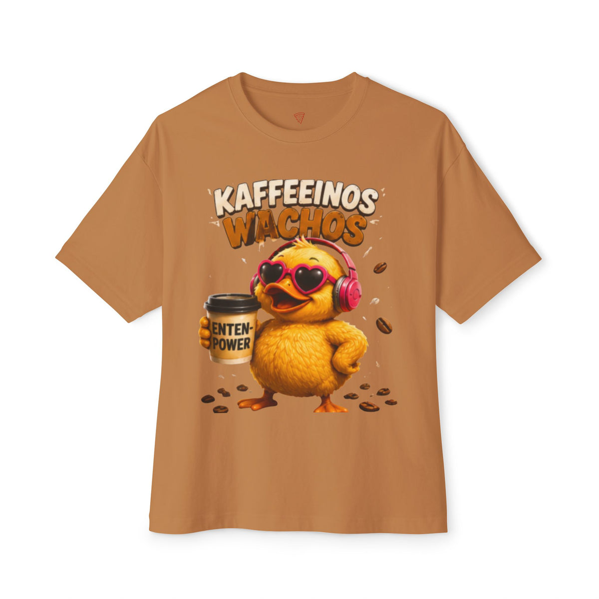 Kaffeerinos Wachos Oversized T-Shirt | Lustige Kaffee-Ente | Kaffee & Morgenmuffel Shirt | QuackWerk