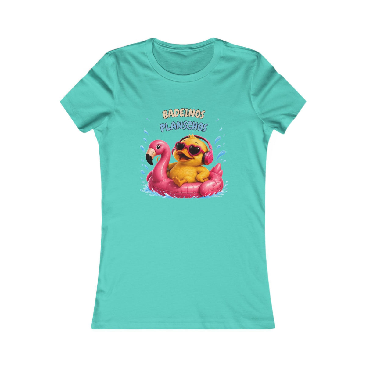 Badeinos Flamingos Damen T-Shirt | Lustige Ente im Flamingo-Schwimmring | Sommer Shirt | QuackWerk