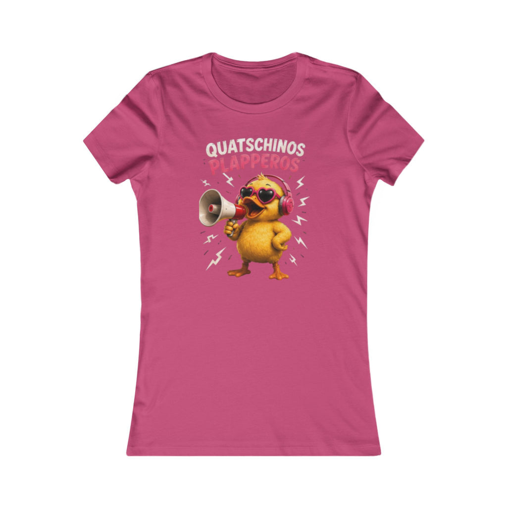 Quatschinos Plapperos Damen T-Shirt | Lustige Ente mit Megafon | Quasselstrippen Shirt | QuackWerk
