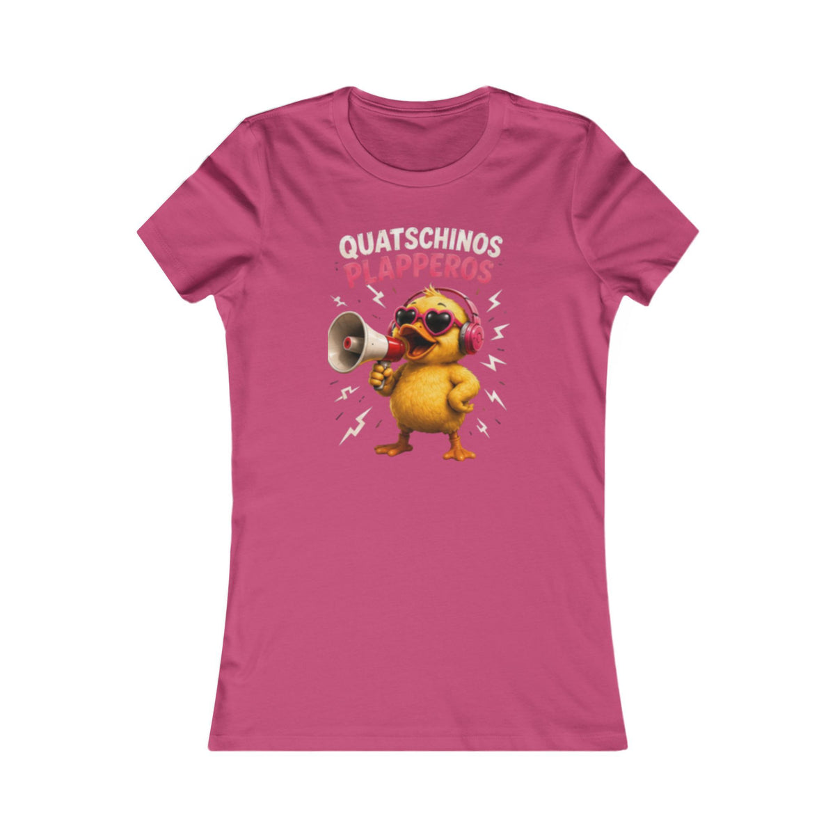 Quatschinos Plapperos Damen T-Shirt | Lustige Ente mit Megafon | Quasselstrippen Shirt | QuackWerk