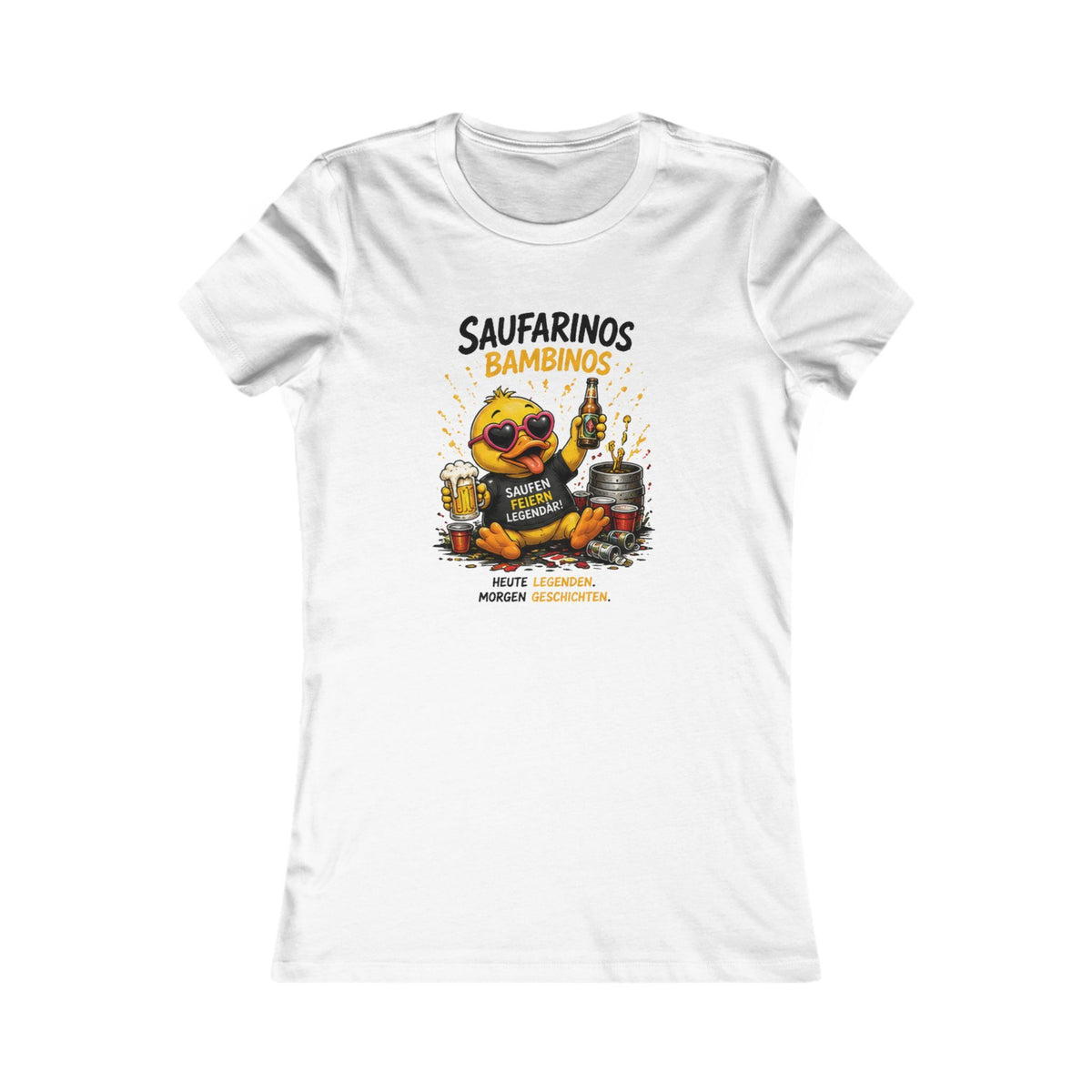 Saufarinos Bambinos Damen T-Shirt | Lustige Party-Ente | Festival & Feier Shirt | QuackWerk