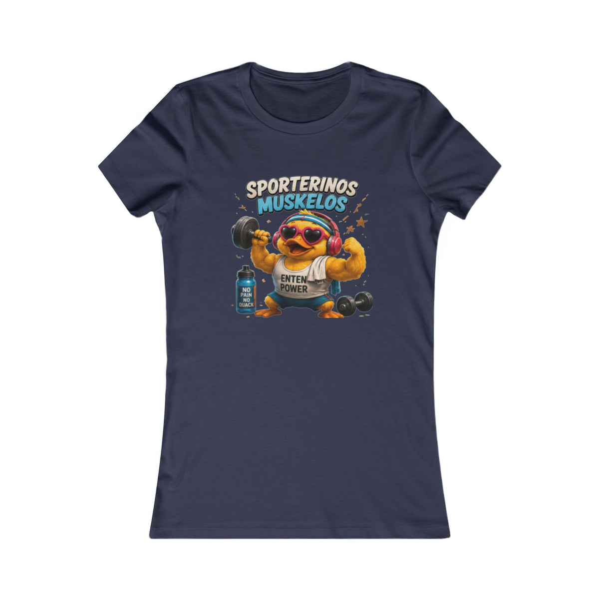 Sportlerinos Muskelos Damen T-Shirt | Lustige Fitness-Ente | Gym & Sport Shirt | QuackWerk