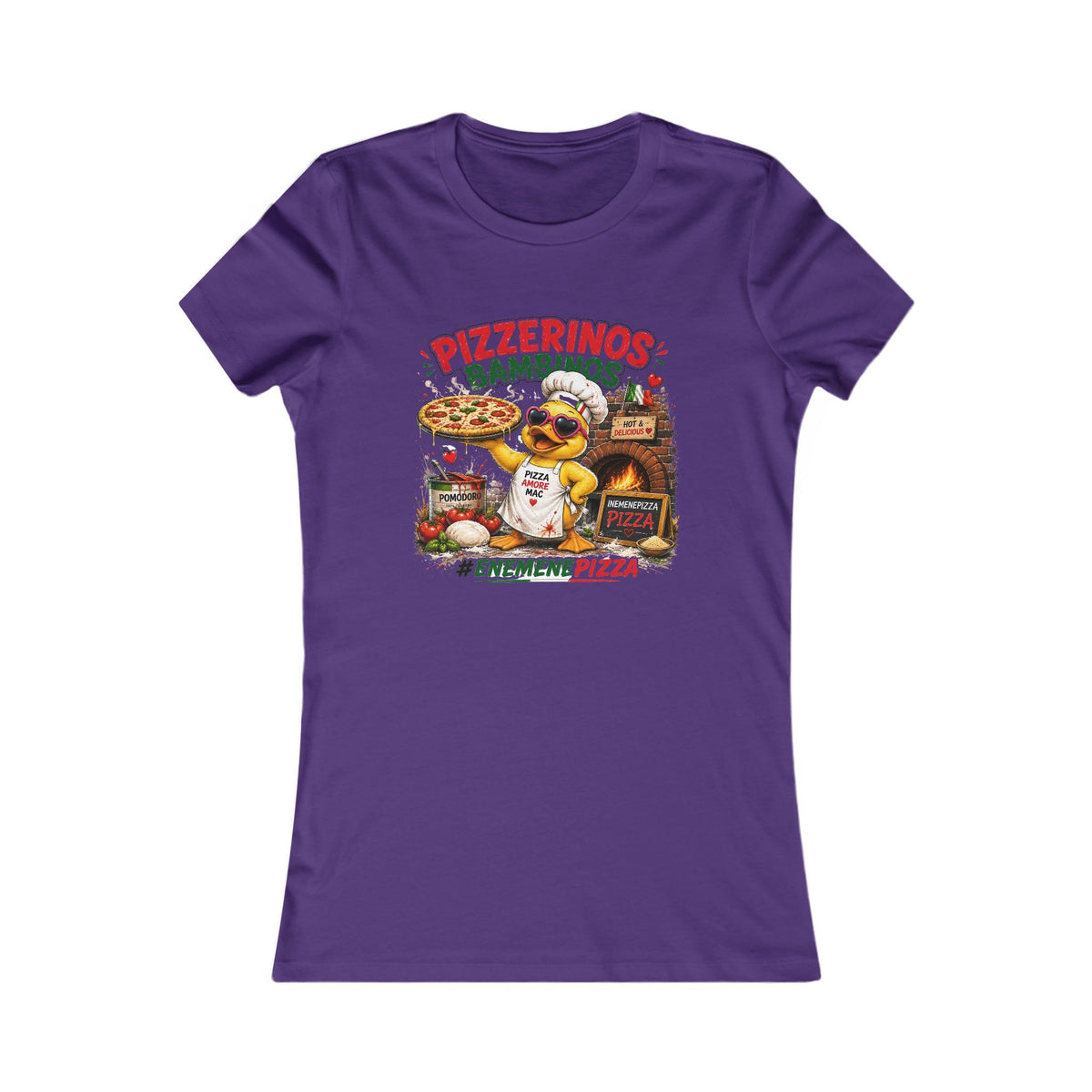 Pizzerinos Bambinos Damen T-Shirt | Original Ene Mene Pizza Enten-Shirt | Pizza Shirt | QuackWerk