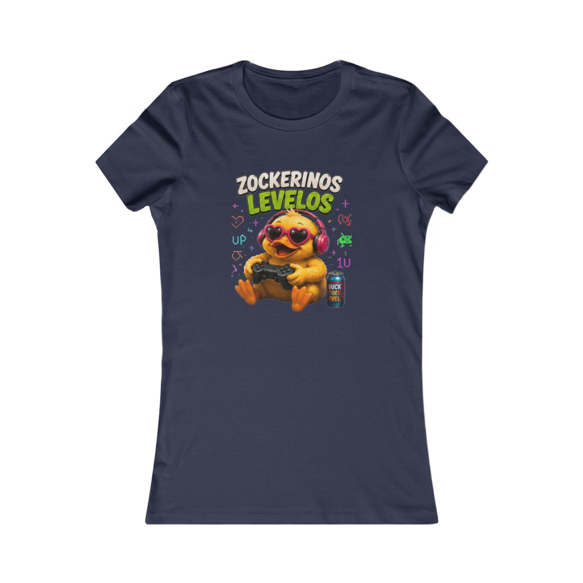 Zockerinos Levelos Damen T-Shirt | Lustige Gamer-Ente | Gaming Shirt | QuackWerk