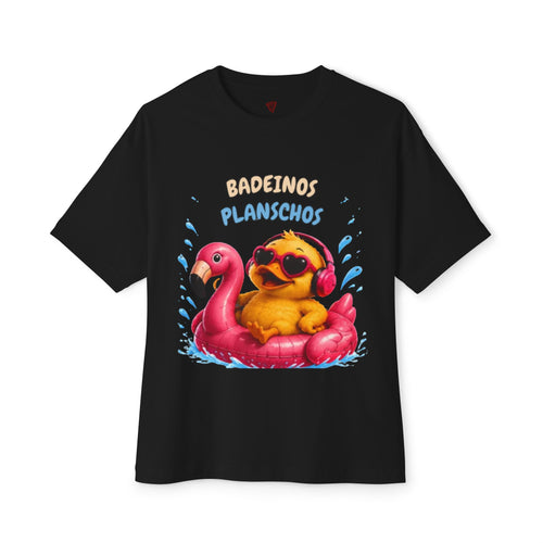 Badeinos Flamingos Oversized T-Shirt | Lustige Ente im Flamingo-Schwimmring | Sommer Shirt | QuackWerk