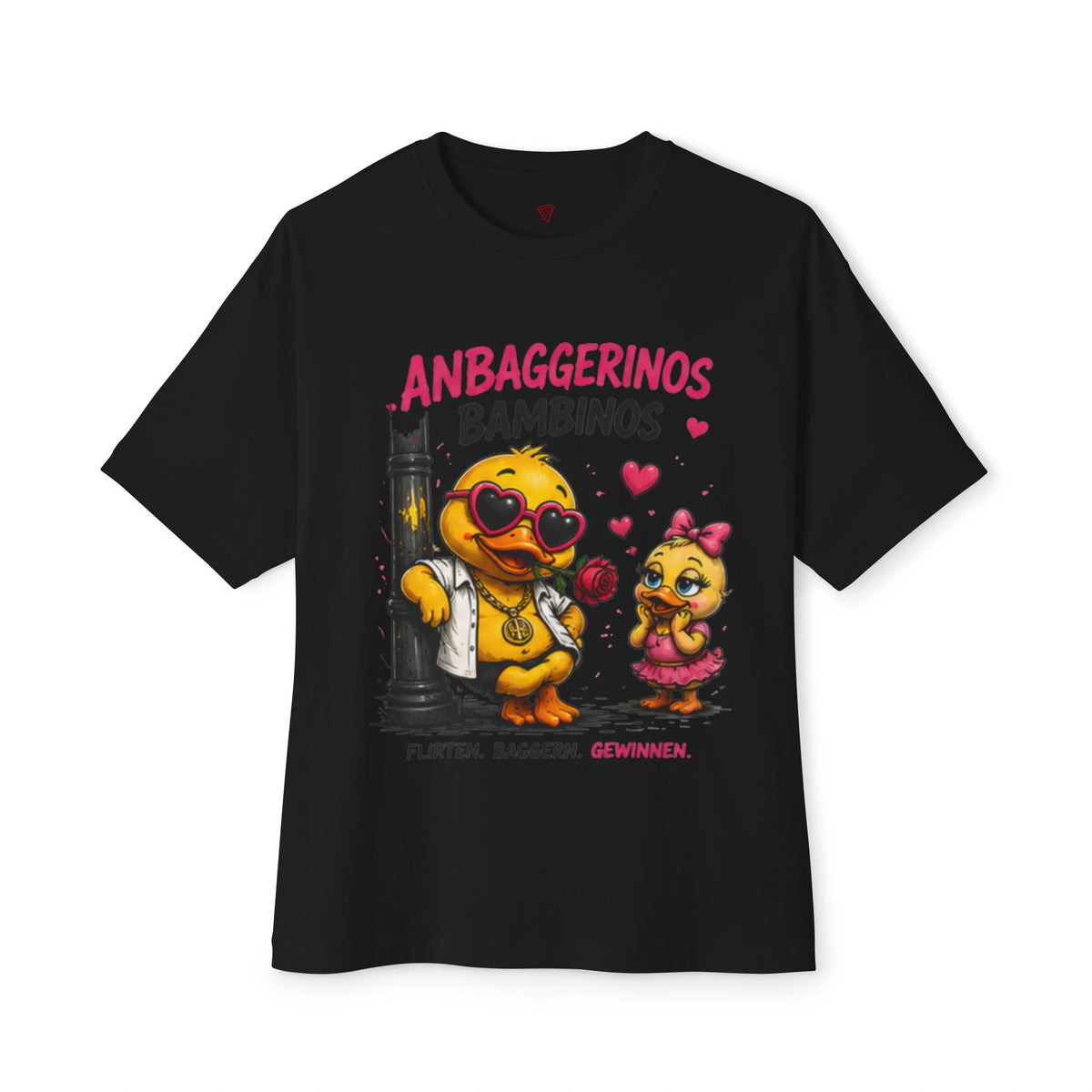 Anbaggerinos Bambinos Oversized T-Shirt | Lustige Flirt-Ente | Dating & Party Shirt | QuackWerk