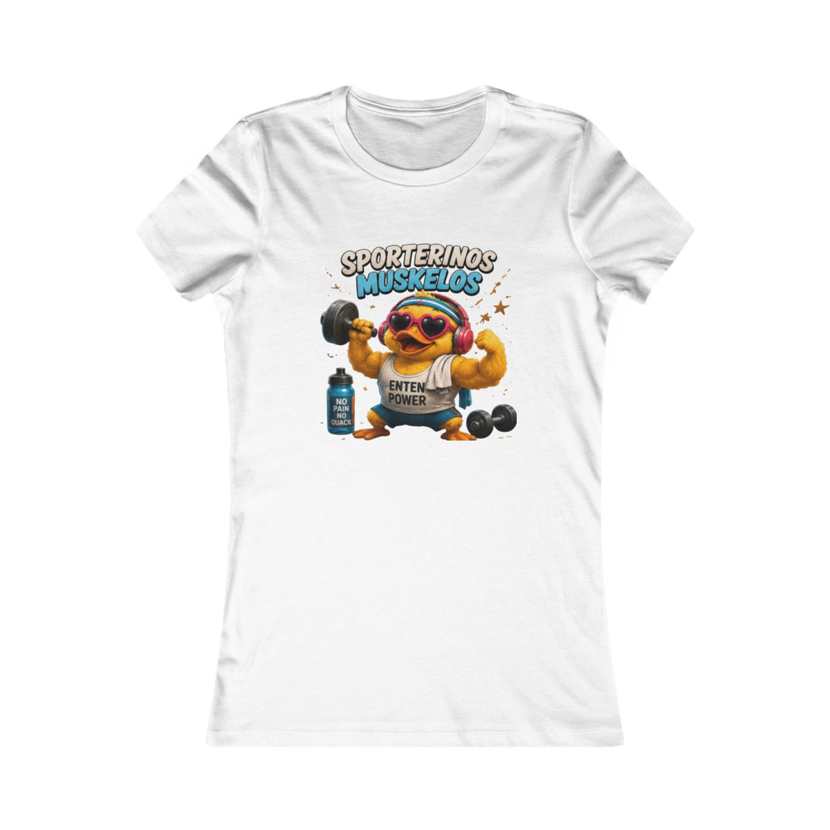 Sportlerinos Muskelos Damen T-Shirt | Lustige Fitness-Ente | Gym & Sport Shirt | QuackWerk