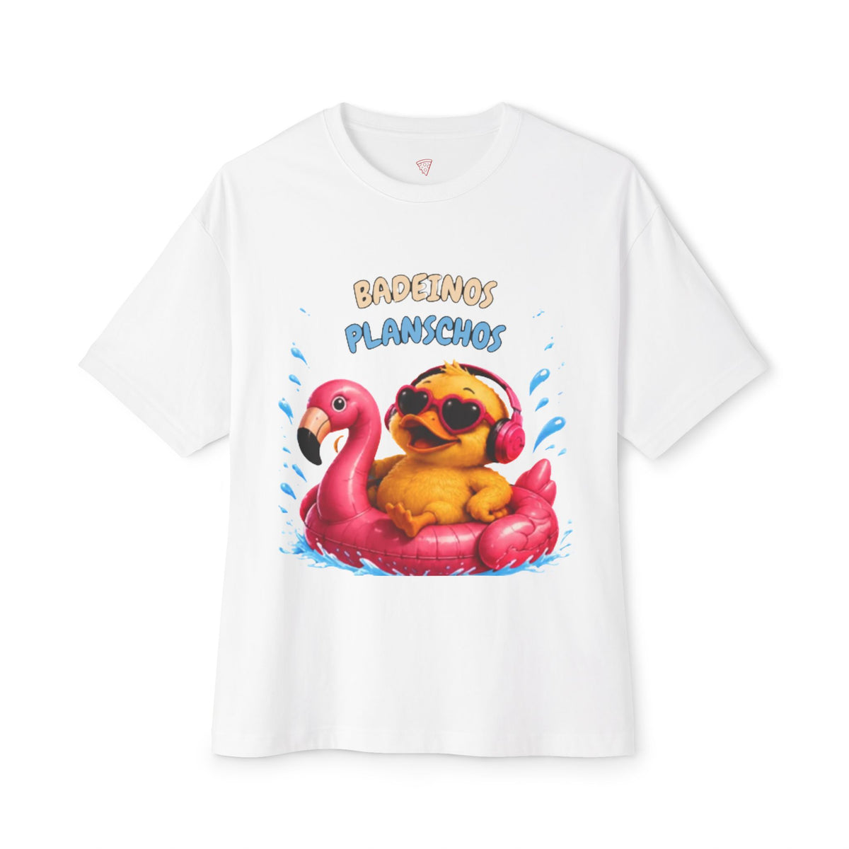 Badeinos Flamingos Oversized T-Shirt | Lustige Ente im Flamingo-Schwimmring | Sommer Shirt | QuackWerk