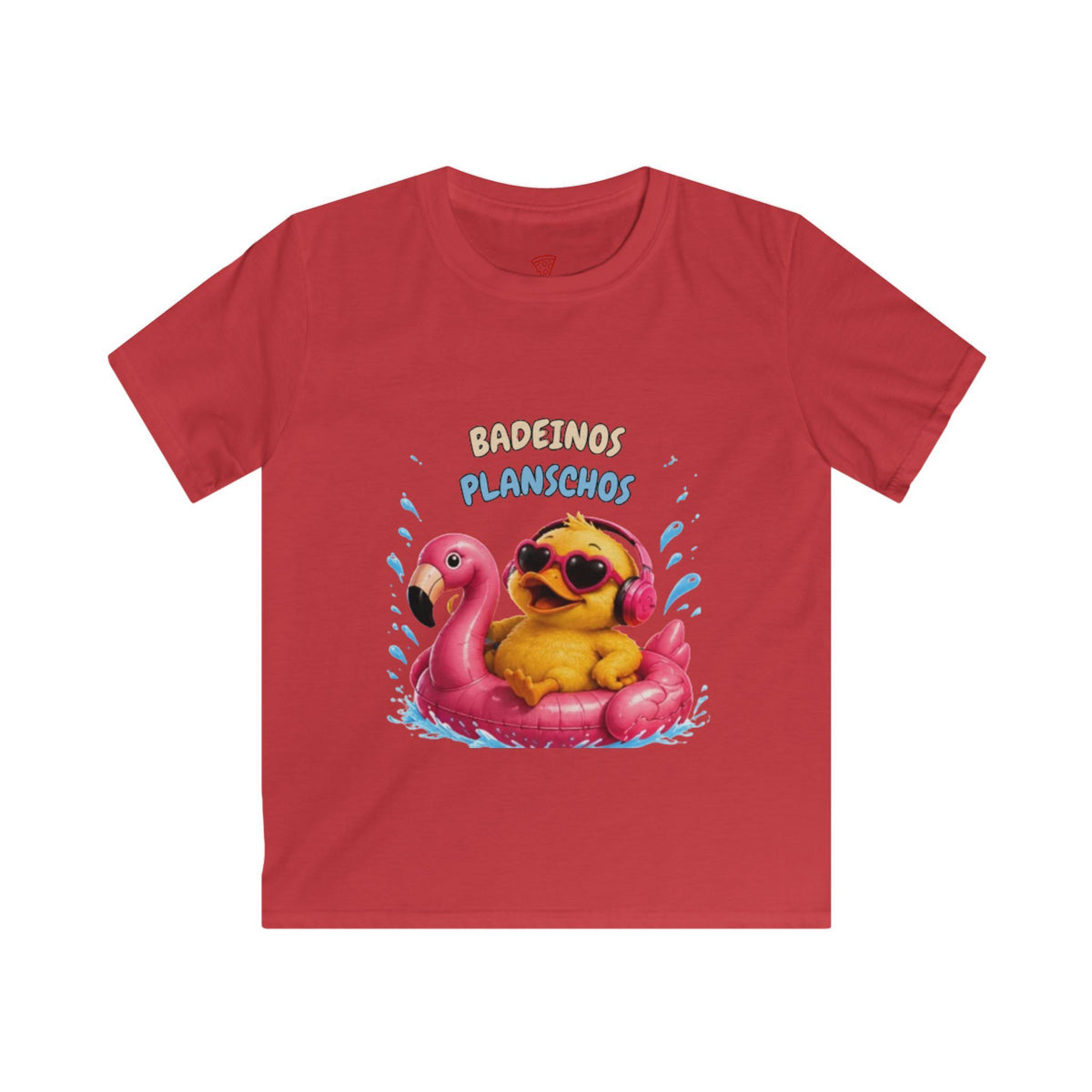 Badeinos Flamingos Kinder T-Shirt | Lustige Ente im Flamingo-Schwimmring | Sommer Shirt für Kinder | QuackWerk