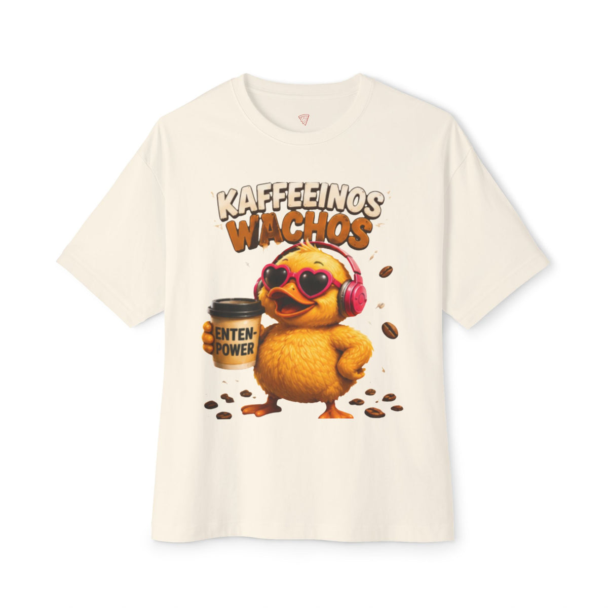 Kaffeerinos Wachos Oversized T-Shirt | Lustige Kaffee-Ente | Kaffee & Morgenmuffel Shirt | QuackWerk