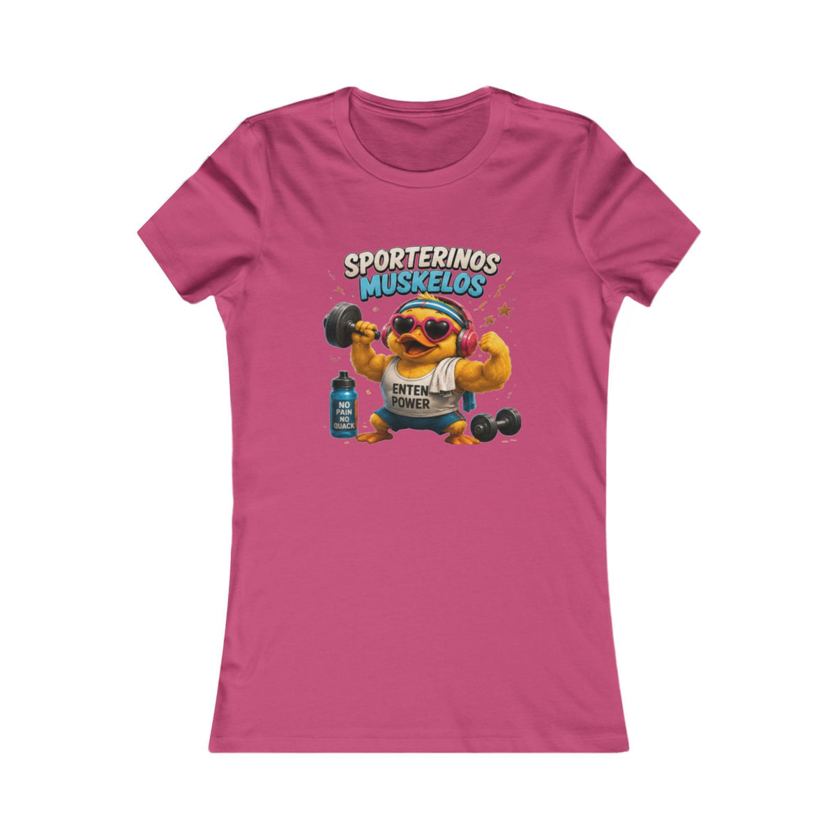 Sportlerinos Muskelos Damen T-Shirt | Lustige Fitness-Ente | Gym & Sport Shirt | QuackWerk