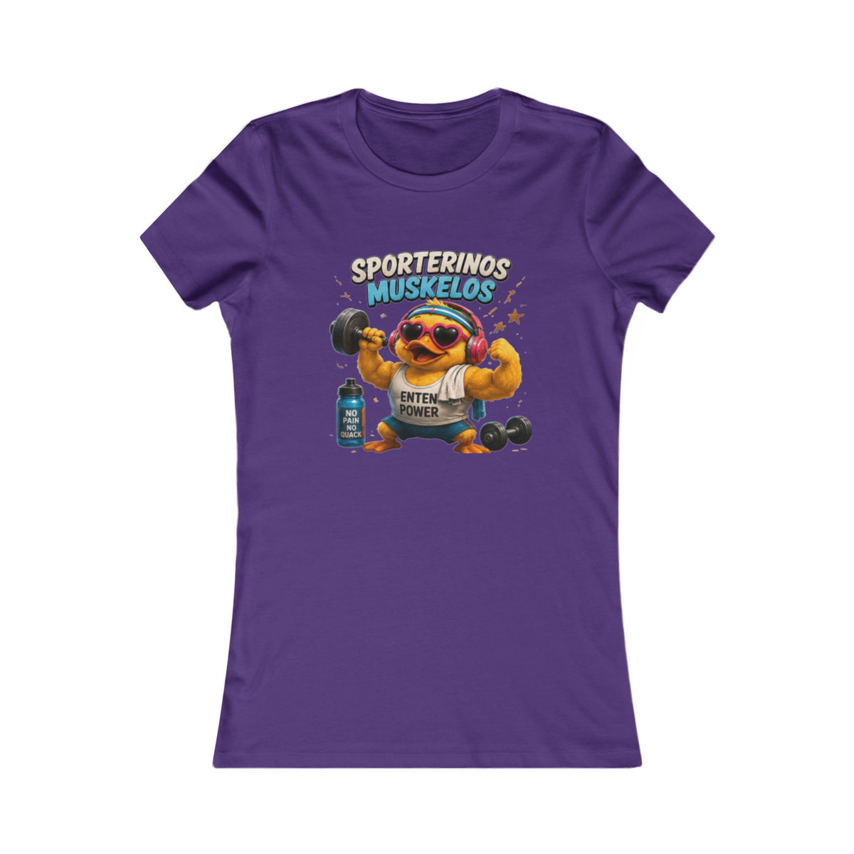 Sportlerinos Muskelos Damen T-Shirt | Lustige Fitness-Ente | Gym & Sport Shirt | QuackWerk