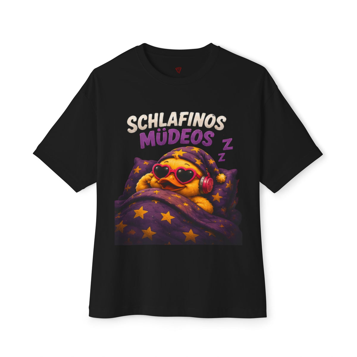 Schlafinos Müdeos Oversized T-Shirt | Lustige müde Ente | Schlaf & Chill Shirt | QuackWerk