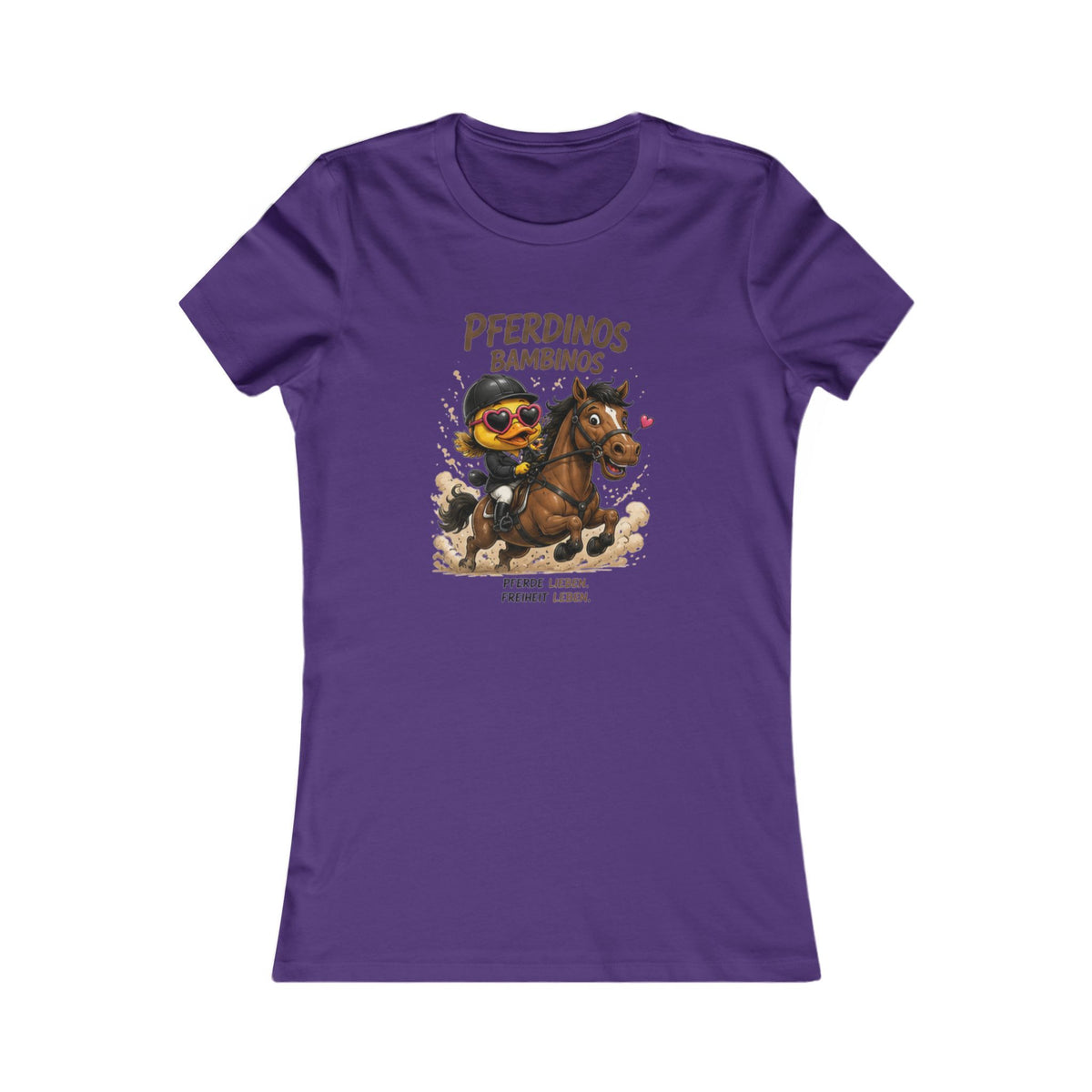 Pferdinos Bambinos Damen T-Shirt | Lustige Reiter-Ente | Pferde Shirt | QuackWerk