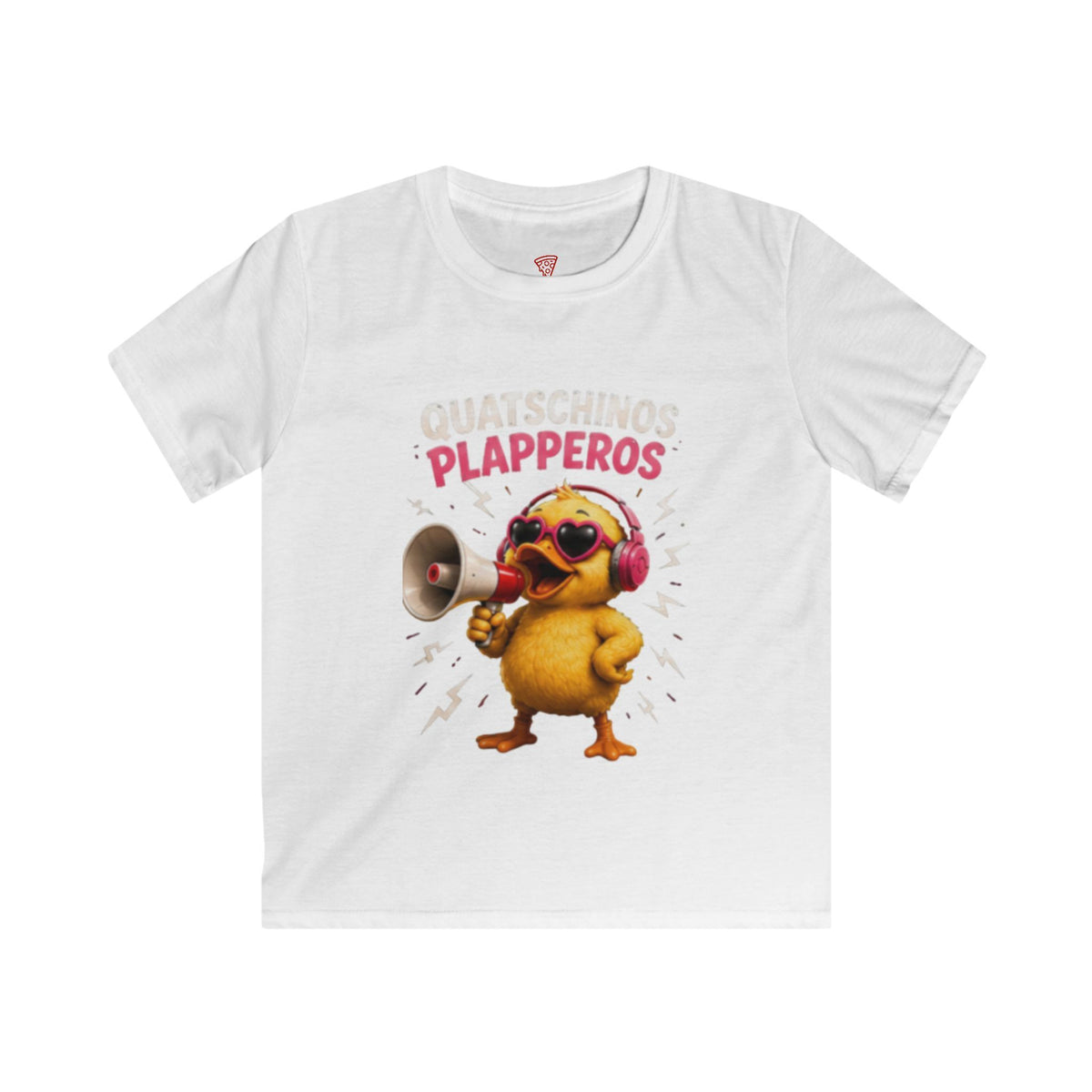 Quatschinos Plapperos Kinder T-Shirt | Lustige Ente mit Megafon | Witziges Kinder Shirt | QuackWerk