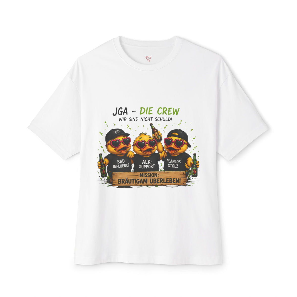 JGA Die Crew Oversized T-Shirt | Lustiges Junggesellenabschied Shirt | Gruppen-Shirt | QuackWerk