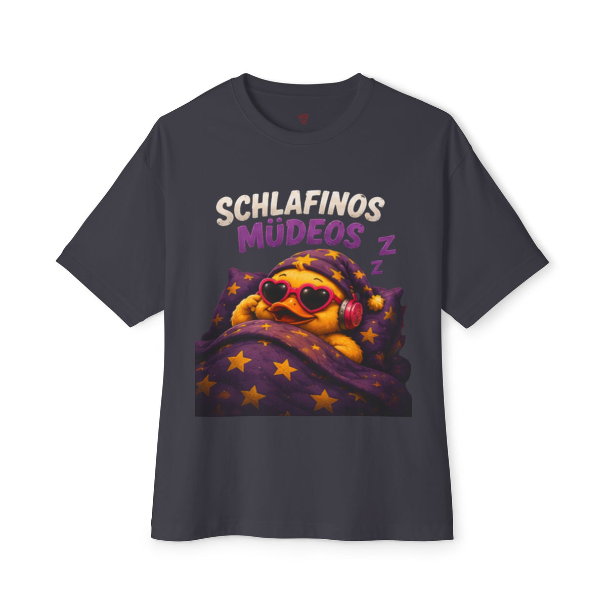 Schlafinos Müdeos Oversized T-Shirt | Lustige müde Ente | Schlaf & Chill Shirt | QuackWerk