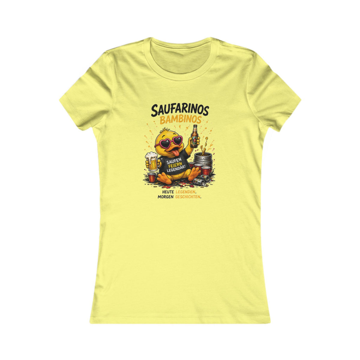 Saufarinos Bambinos Damen T-Shirt | Lustige Party-Ente | Festival & Feier Shirt | QuackWerk