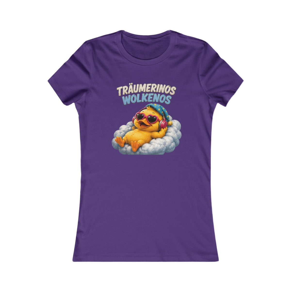 Träumerinos Wolkenos Damen T-Shirt | Lustige Ente auf Wolke | Chill & Relax Shirt | QuackWerk