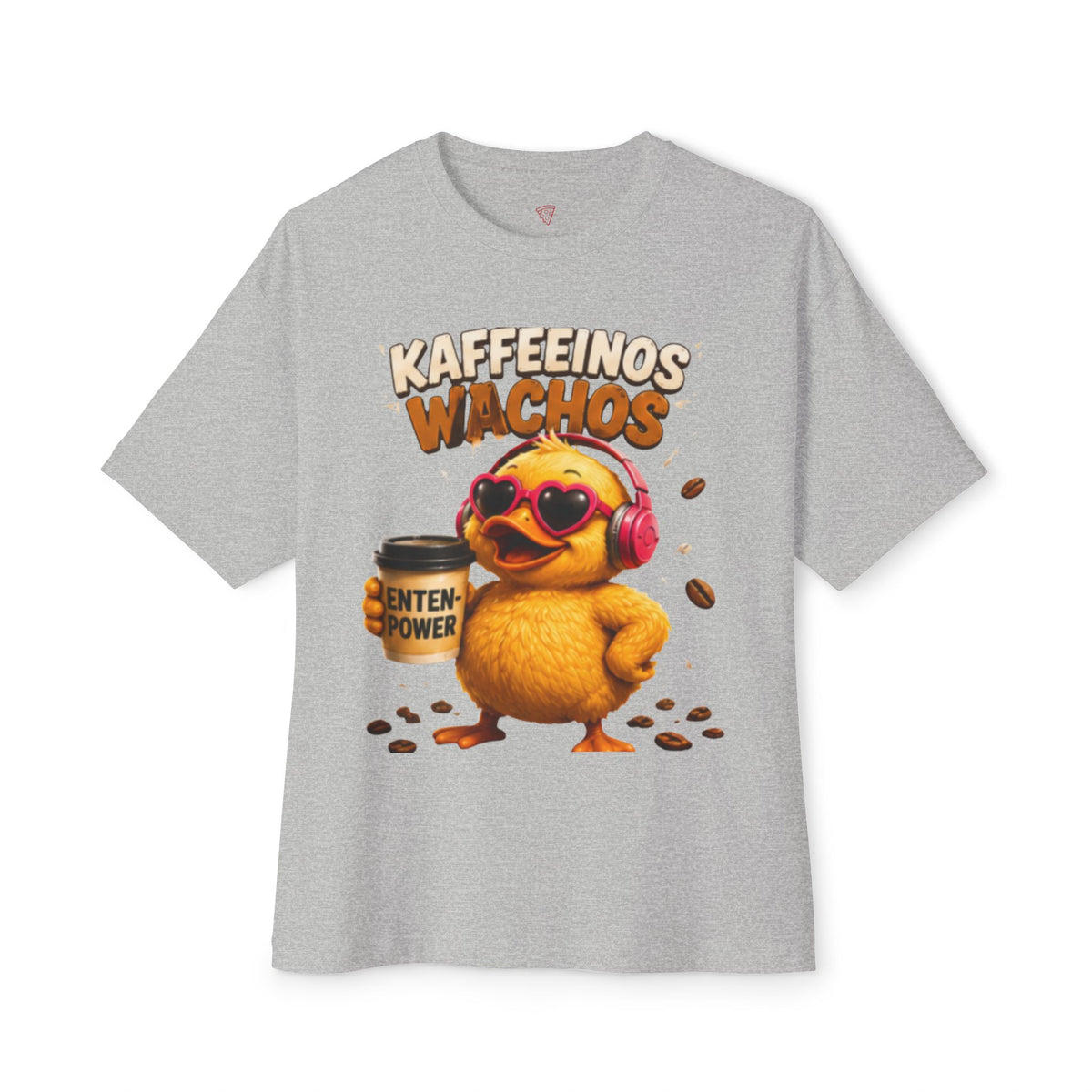 Kaffeerinos Wachos Oversized T-Shirt | Lustige Kaffee-Ente | Kaffee & Morgenmuffel Shirt | QuackWerk