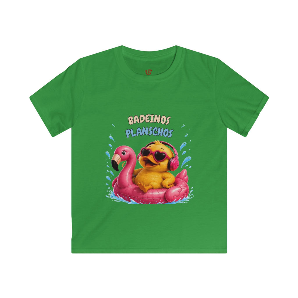 Badeinos Flamingos Kinder T-Shirt | Lustige Ente im Flamingo-Schwimmring | Sommer Shirt für Kinder | QuackWerk