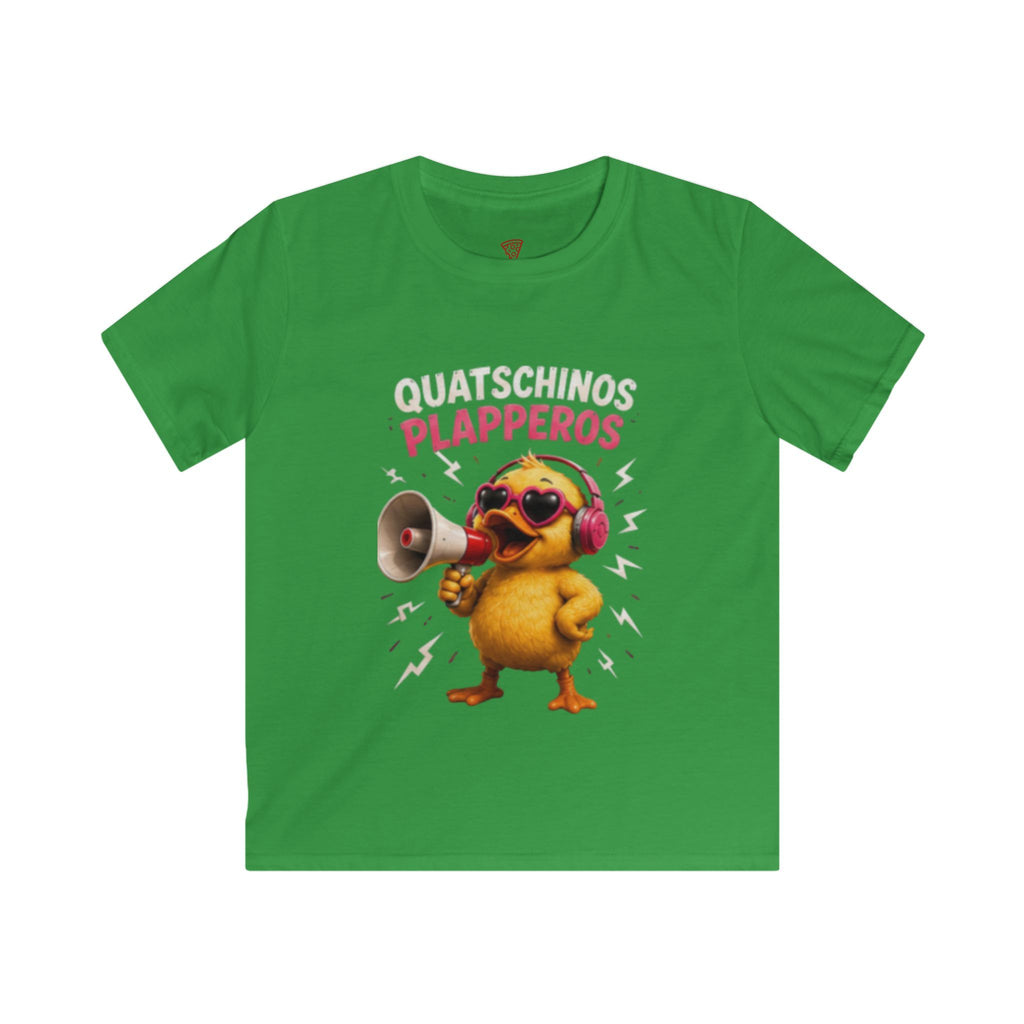 Quatschinos Plapperos Kinder T-Shirt | Lustige Ente mit Megafon | Witziges Kinder Shirt | QuackWerk