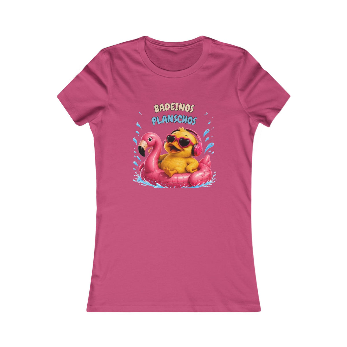 Badeinos Flamingos Damen T-Shirt | Lustige Ente im Flamingo-Schwimmring | Sommer Shirt | QuackWerk