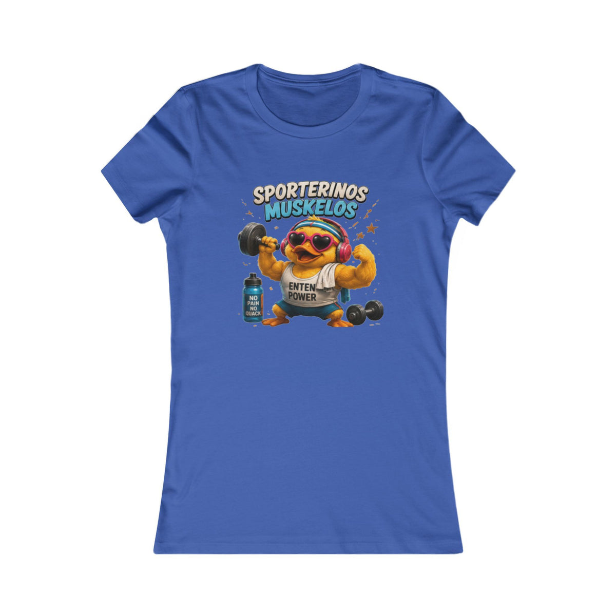 Sportlerinos Muskelos Damen T-Shirt | Lustige Fitness-Ente | Gym & Sport Shirt | QuackWerk