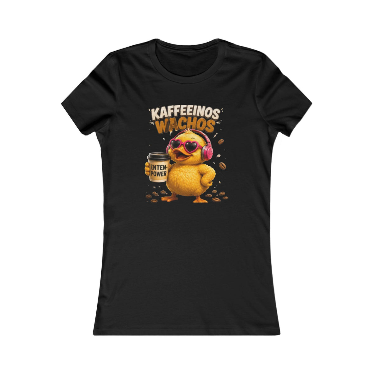 Kaffeerinos Wachos Damen T-Shirt | Lustige Kaffee-Ente | Kaffee Shirt für Frauen | QuackWerk