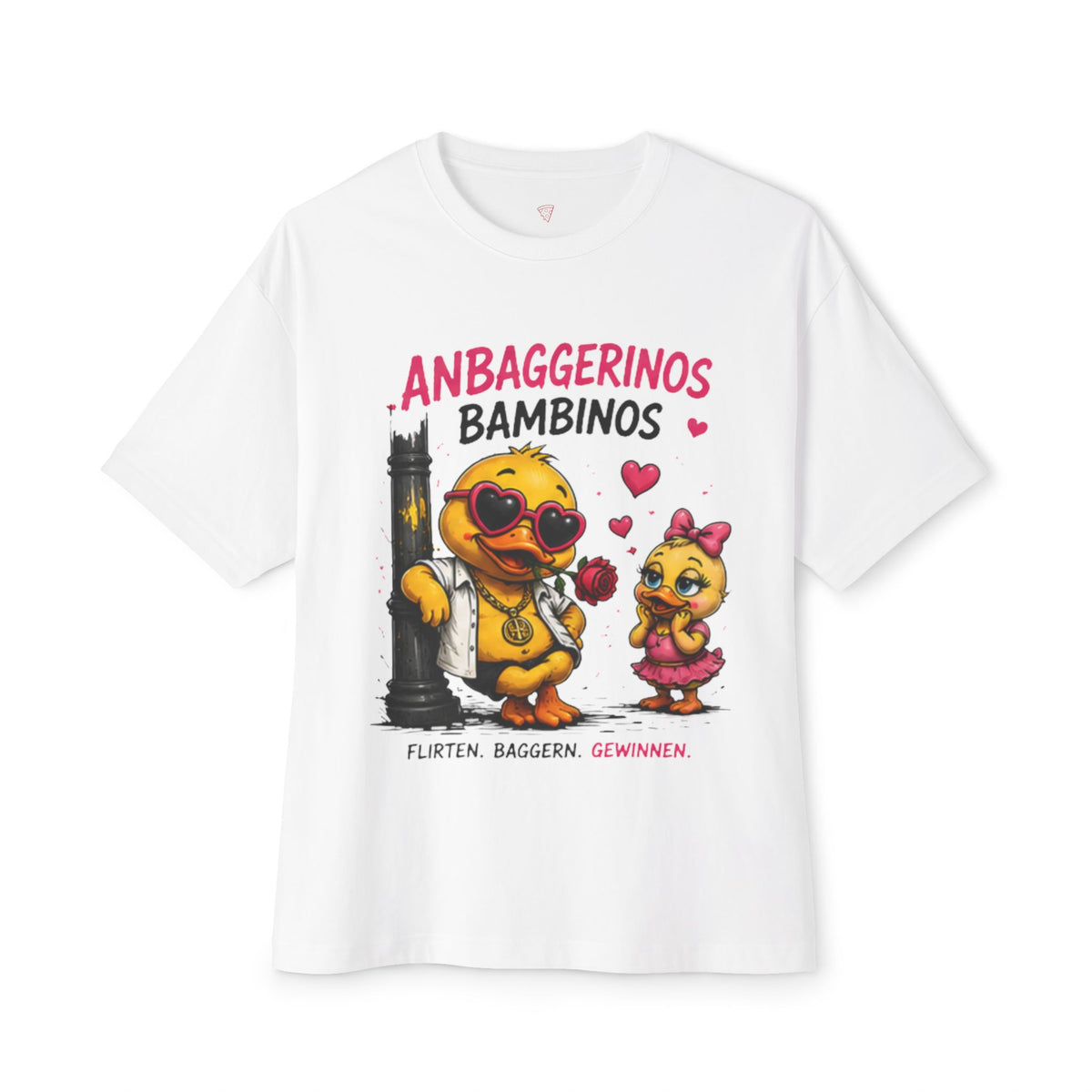 Anbaggerinos Bambinos Oversized T-Shirt | Lustige Flirt-Ente | Dating & Party Shirt | QuackWerk