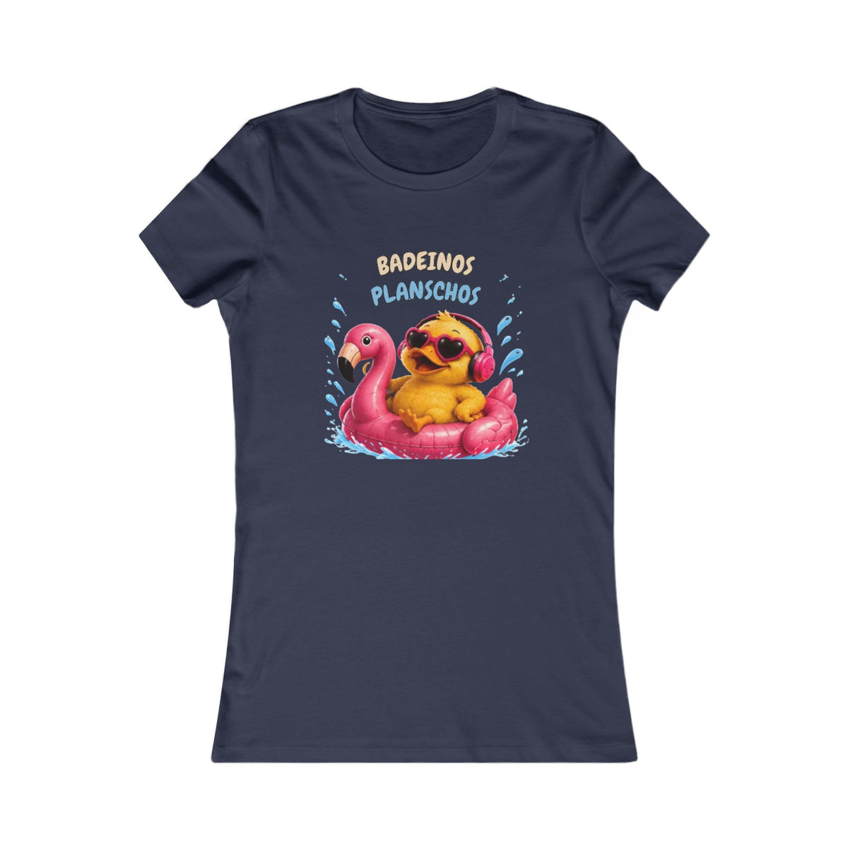 Badeinos Flamingos Damen T-Shirt | Lustige Ente im Flamingo-Schwimmring | Sommer Shirt | QuackWerk