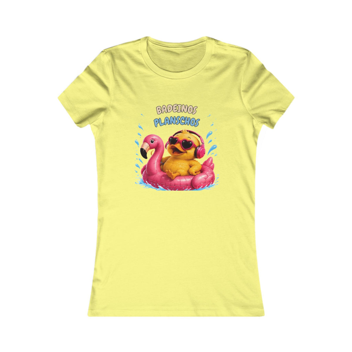 Badeinos Flamingos Damen T-Shirt | Lustige Ente im Flamingo-Schwimmring | Sommer Shirt | QuackWerk