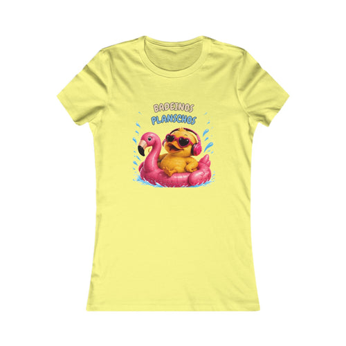 Badeinos Flamingos Damen T-Shirt | Lustige Ente im Flamingo-Schwimmring | Sommer Shirt | QuackWerk