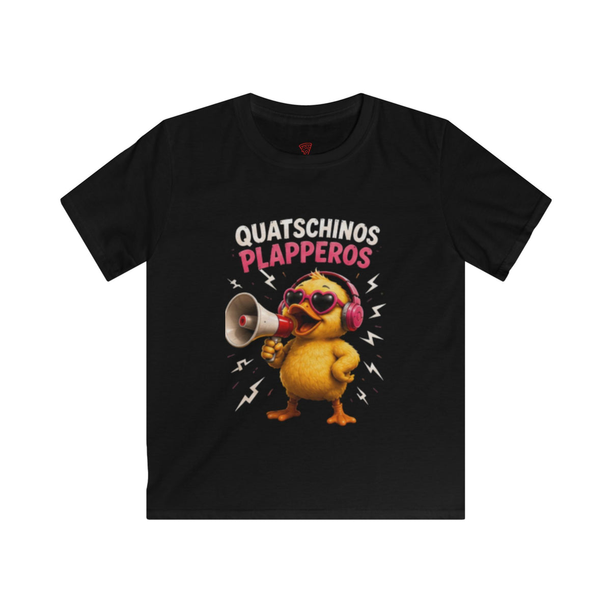 Quatschinos Plapperos Kinder T-Shirt | Lustige Ente mit Megafon | Witziges Kinder Shirt | QuackWerk