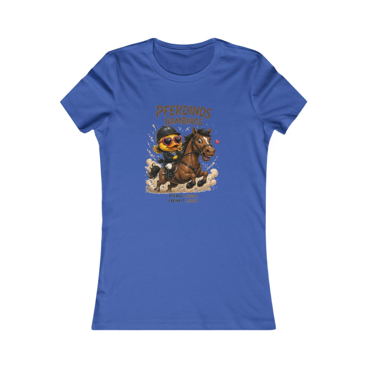 Pferdinos Bambinos Damen T-Shirt | Lustige Reiter-Ente | Pferde Shirt | QuackWerk
