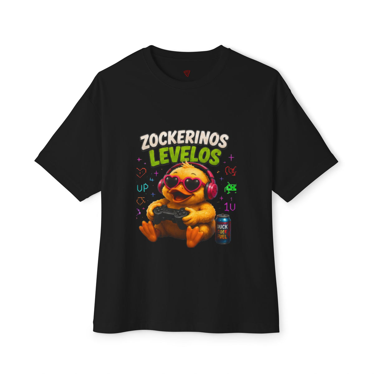 Zockerinos Levelos Oversized T-Shirt | Lustige Gamer-Ente | Gaming & Zocker Shirt | QuackWerk