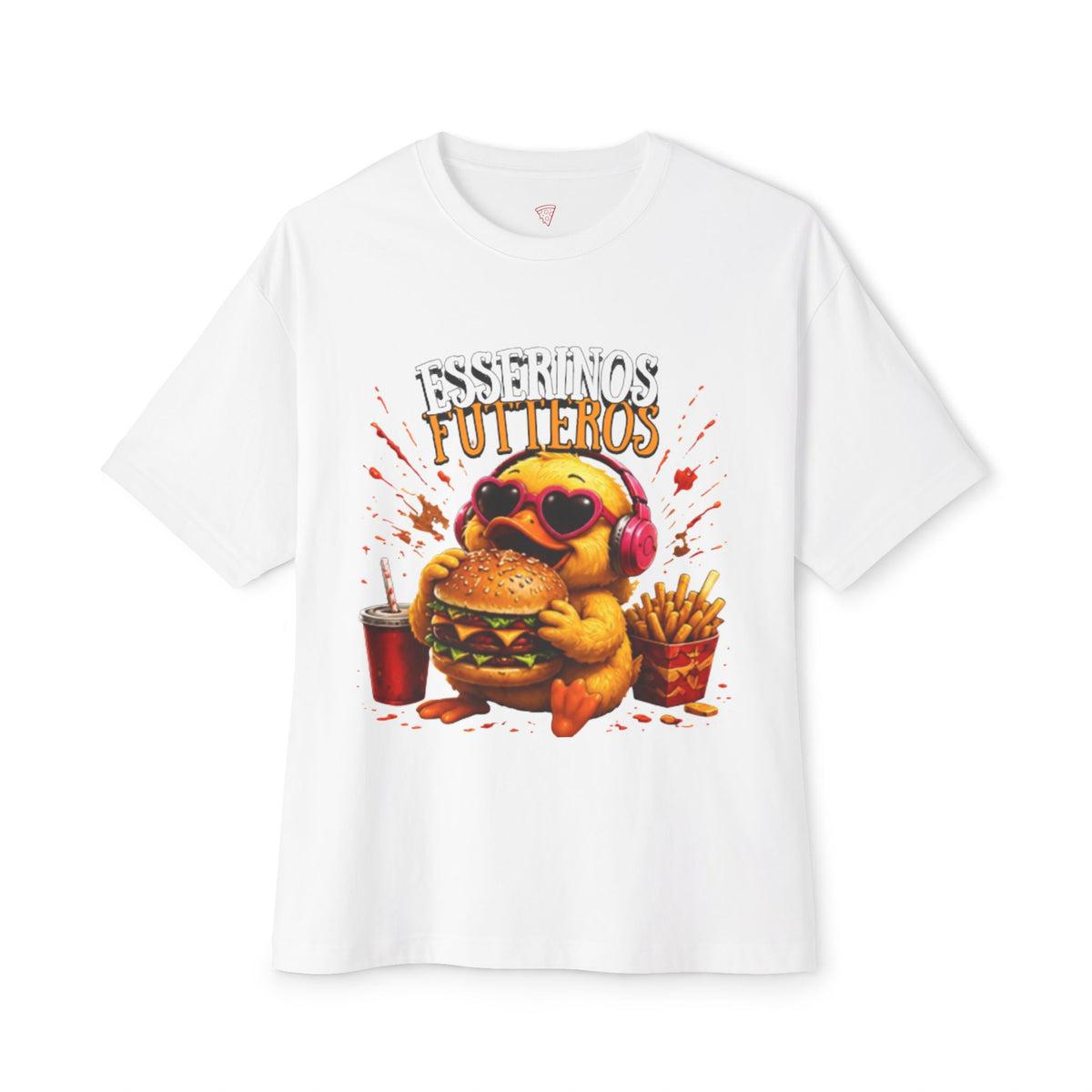 Fresserinos Futteros Oversized T-Shirt | Lustige Burger-Ente | Foodie & Fast-Food Shirt | QuackWerk