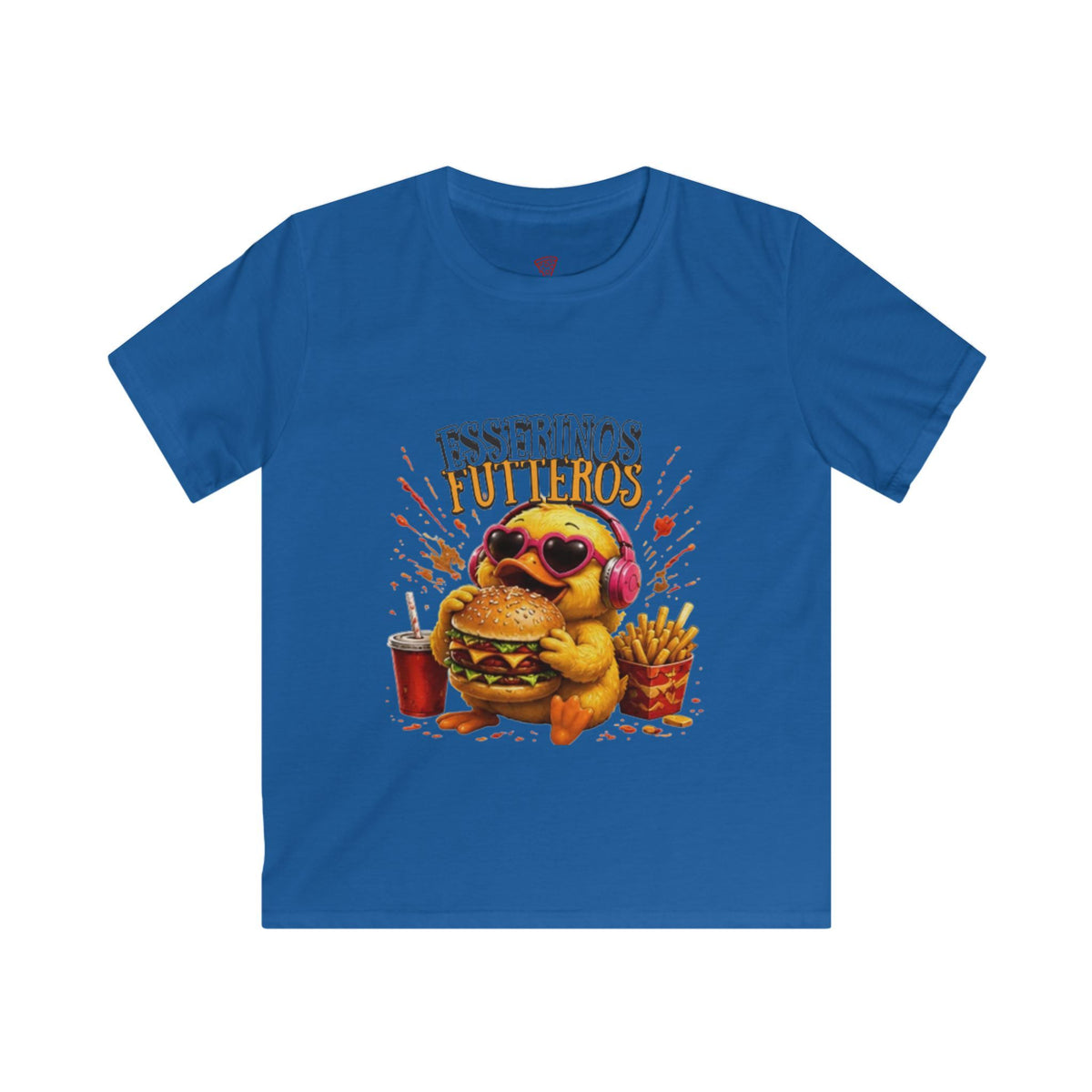 Fresserinos Futteros Kinder T-Shirt | Lustige Burger-Ente | Foodie Shirt für Kinder | QuackWerk