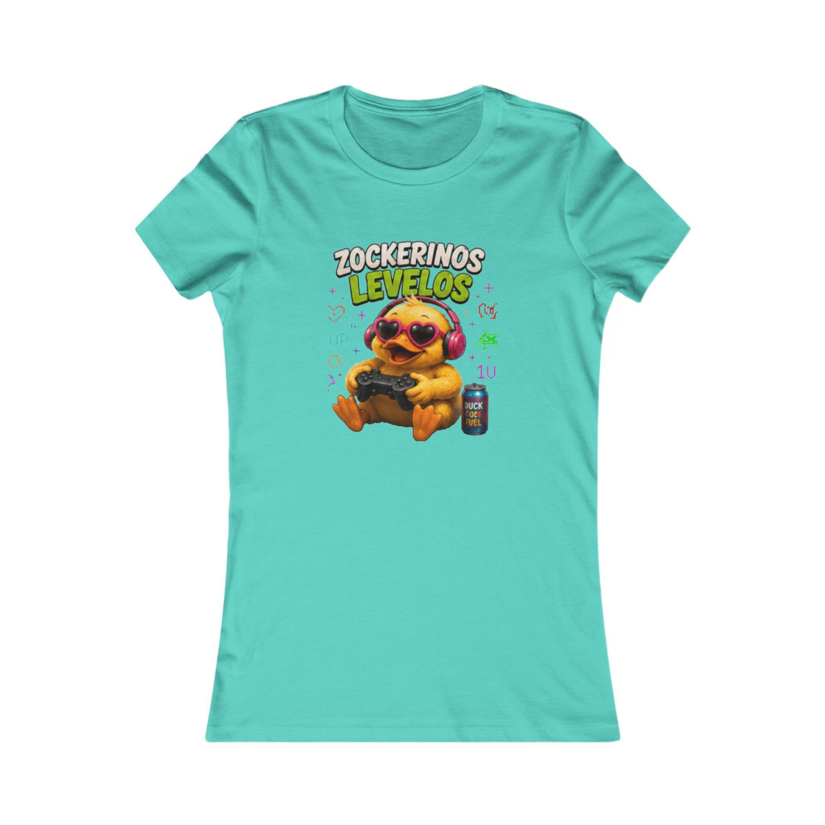 Zockerinos Levelos Damen T-Shirt | Lustige Gamer-Ente | Gaming Shirt | QuackWerk