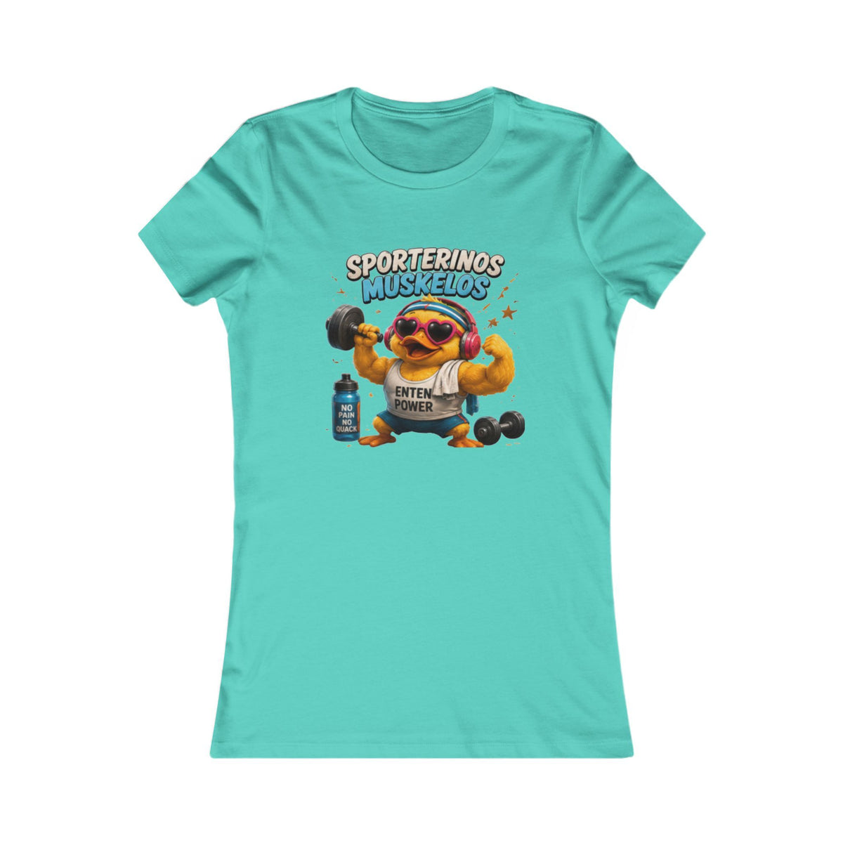 Sportlerinos Muskelos Damen T-Shirt | Lustige Fitness-Ente | Gym & Sport Shirt | QuackWerk