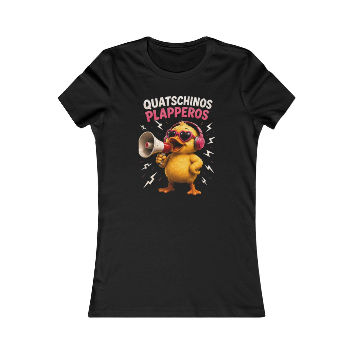 Quatschinos Plapperos Damen T-Shirt | Lustige Ente mit Megafon | Quasselstrippen Shirt | QuackWerk