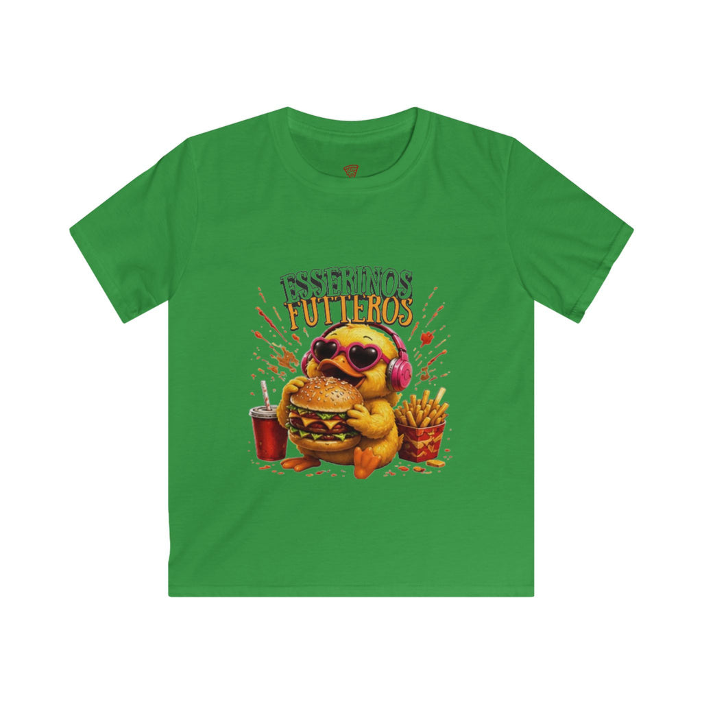 Fresserinos Futteros Kinder T-Shirt | Lustige Burger-Ente | Foodie Shirt für Kinder | QuackWerk