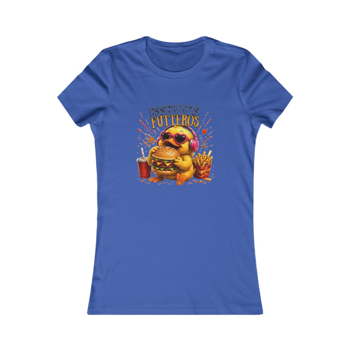 Fresserinos Futteros Damen T-Shirt | Lustige Ente mit Burger & Pommes | Foodie Shirt | QuackWerk