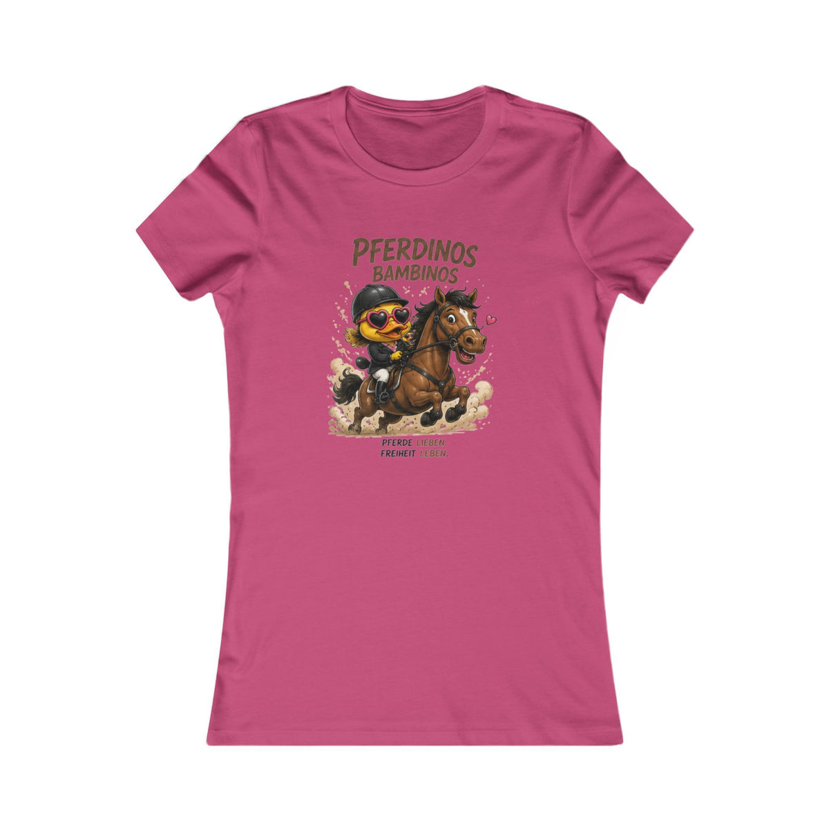 Pferdinos Bambinos Damen T-Shirt | Lustige Reiter-Ente | Pferde Shirt | QuackWerk