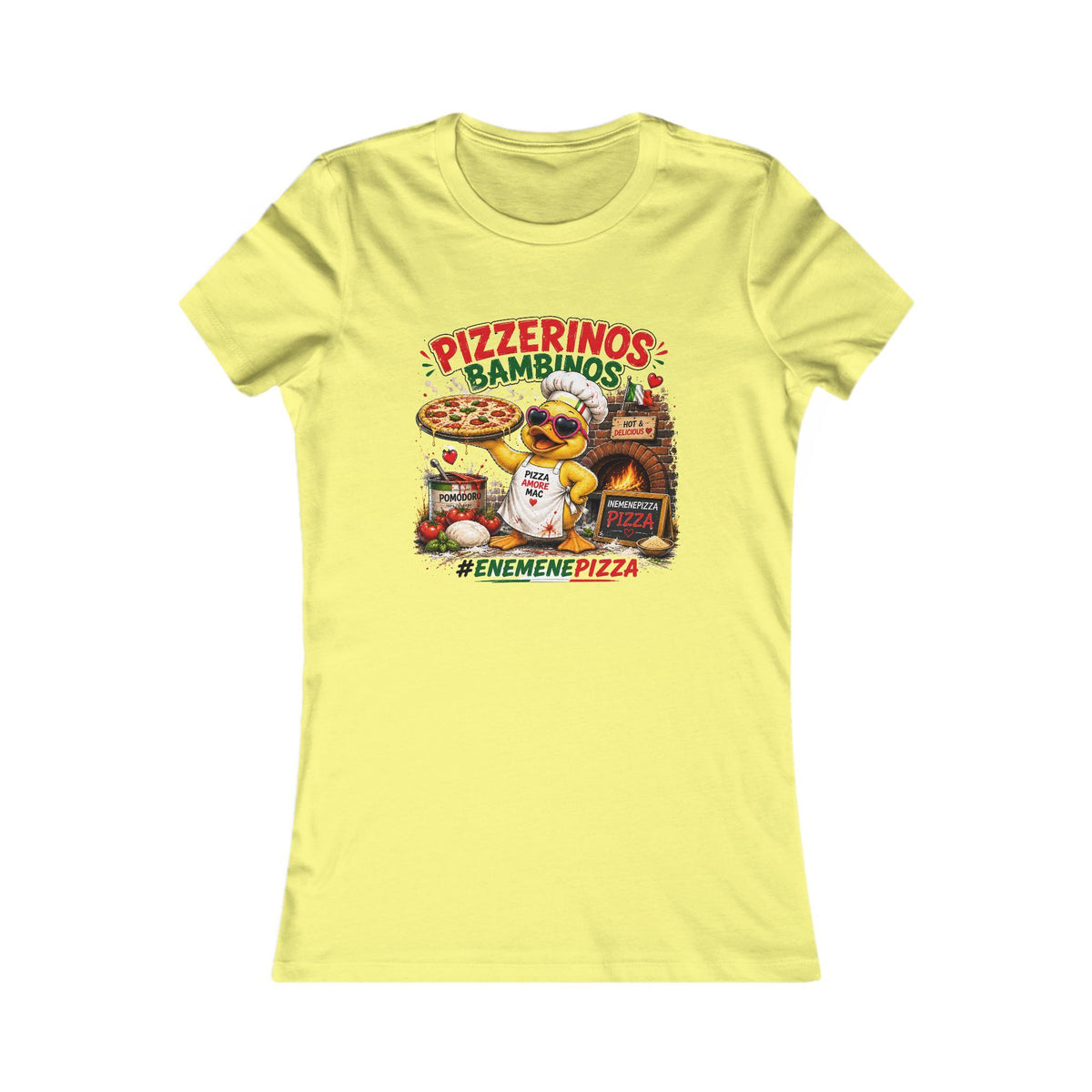 Pizzerinos Bambinos Damen T-Shirt | Original Ene Mene Pizza Enten-Shirt | Pizza Shirt | QuackWerk