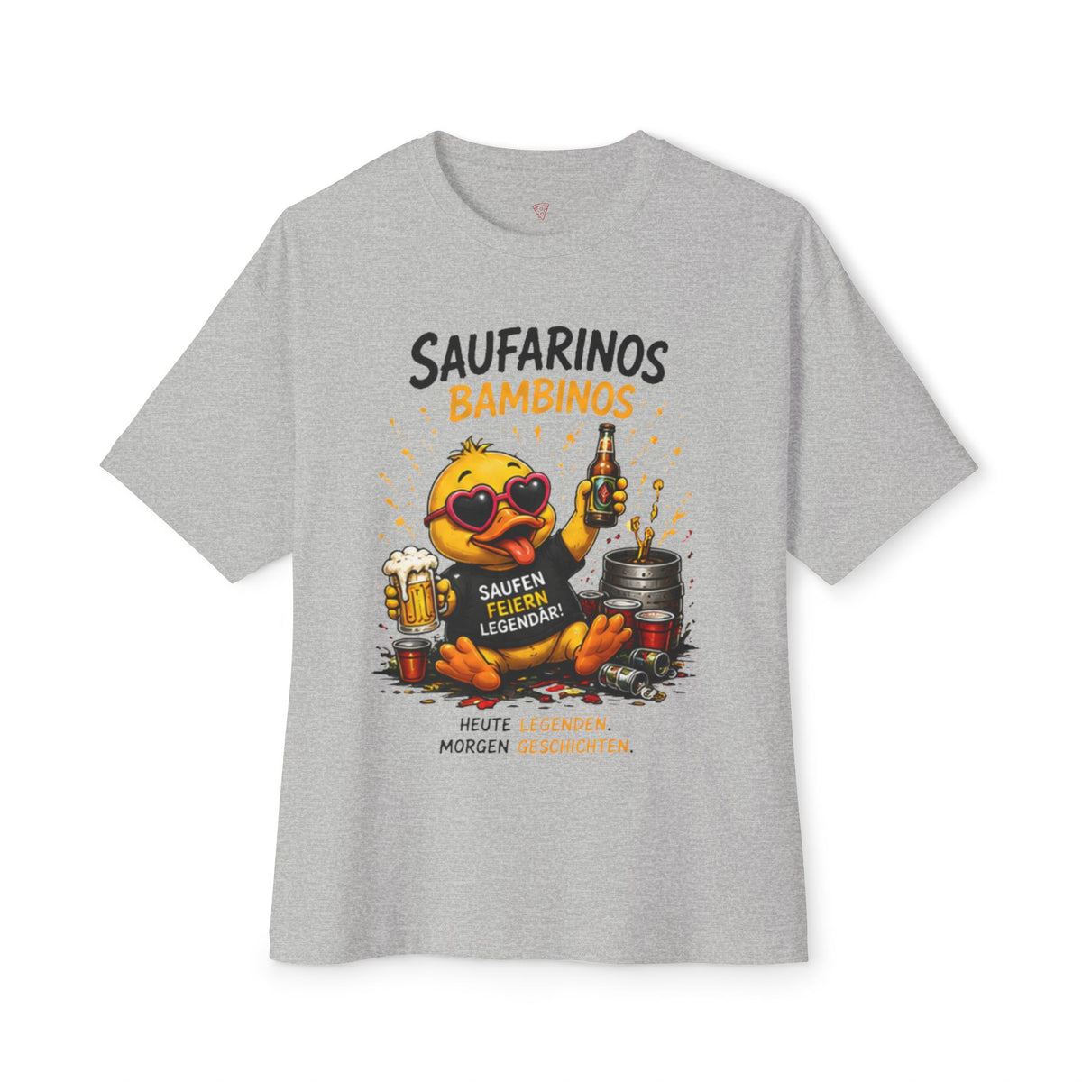 Saufarinos Bambinos Oversized T-Shirt | Lustige Party-Ente | Festival & Feier Shirt | QuackWerk
