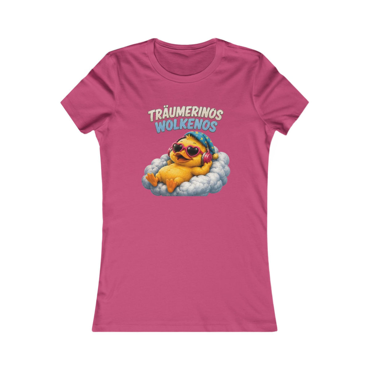 Träumerinos Wolkenos Damen T-Shirt | Lustige Ente auf Wolke | Chill & Relax Shirt | QuackWerk